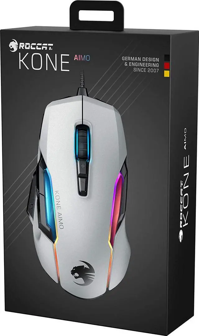 Alt view image 4 of 7 - ROCCAT Kone AIMO Remastered PC Gaming Mouse, Optical, RGB Backlit Lighting, 23 Programmable Keys, Onboard Memory, Palm Grip, Owl Eye Sensor, Ergonomic, LED Illumination, Adjustable to 16,000 DPI-White