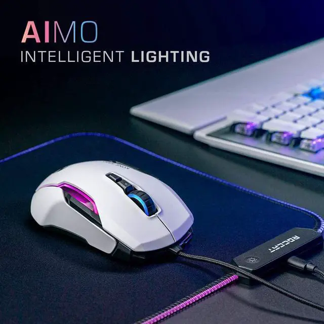 Alt view image 3 of 7 - ROCCAT Kone AIMO Remastered PC Gaming Mouse, Optical, RGB Backlit Lighting, 23 Programmable Keys, Onboard Memory, Palm Grip, Owl Eye Sensor, Ergonomic, LED Illumination, Adjustable to 16,000 DPI-White
