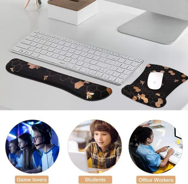 Alt view image 7 of 7 - iCasso Ergonomic Table Mat Honeycomb, Desk Protector for Workspace Home | Sweet Memory Foam Pad Including Carpal Tunnel, Ergonomic Mousepad for Students Travel Study Office Workspace Area