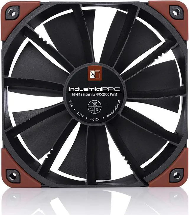 Alt view image 4 of 7 - NF-F12 iPPC-2000 PWM Heavy Duty Cooling Fan 4-Pin 2000 RPM (120mm Black)