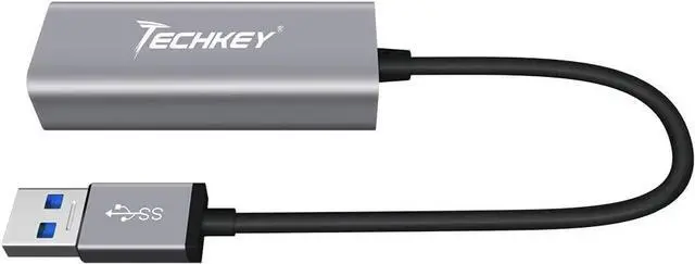 Alt view image 2 of 7 - Ethernet Adapter USB 3.0 to Network, Techkey USB to RJ45 Gigabit LAN/Windows XP/for Mac OS X /10.9-11.1, 10/100/1000 Mbps Ethernet Supports Nintendo Switch/MacBook/Chromebook