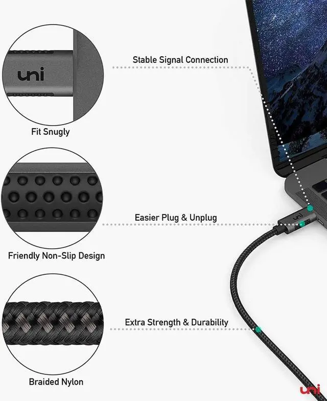 Alt view image 7 of 7 - USB C to DisplayPort Cable for Home Office (4K@60Hz 2K@165Hz) uni Sturdy Aluminum DisplayPort to USB C Cable [Thunderbolt 3 Compatible] for MacBook Pro MacBook Air/iPad Pro 2020/2018 XPS 15/13