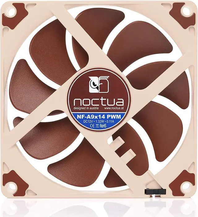 Alt view image 3 of 7 - Noctua NF-A9x14 PWM, Premium Quiet Fan, 4-Pin (92x14mm, Brown)