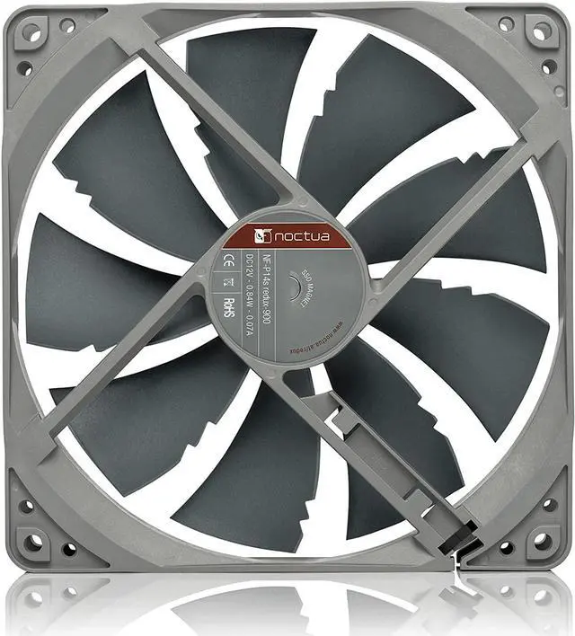 Alt view image 3 of 7 - Noctua NF-P14s redux-900, Ultra Quiet Silent Fan, 3-Pin, 900 RPM (140mm, Grey)