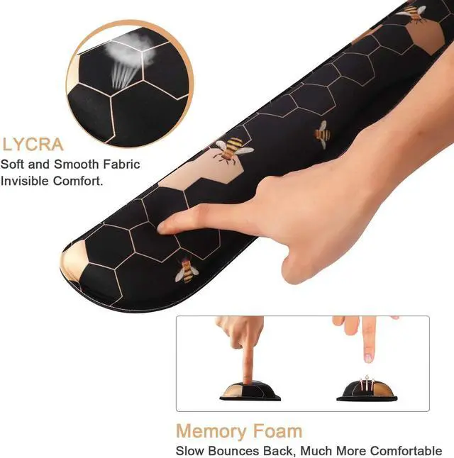 Alt view image 3 of 7 - iCasso Ergonomic Table Mat Honeycomb, Desk Protector for Workspace Home | Sweet Memory Foam Pad Including Carpal Tunnel, Ergonomic Mousepad for Students Travel Study Office Workspace Area