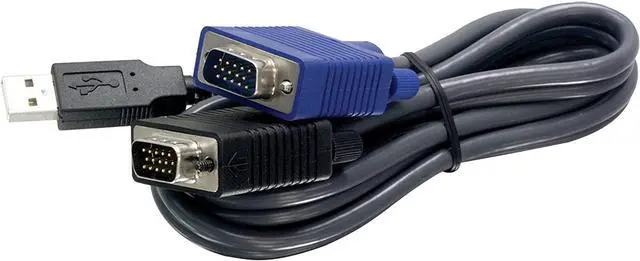 Main image of TRENDnet 2-in-1 USB VGA KVM Cable, 1.83m (6 Feet), VGA-SVGA HDB 15-Pin Male to Male, USB 1.1 Type A, Connect Computers with VGA and USB Ports, USB Keyboard-Mouse Cable & Monitor Cable, Black, TK-CU06