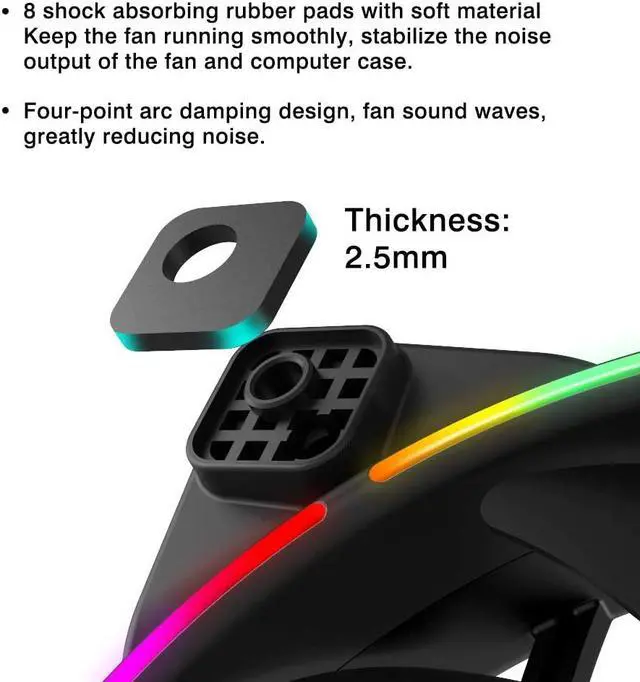 Alt view image 4 of 5 - Pccooler 120mm Fan Moonlight Series, PC-3M120 RGB LED Computer Case Fan - PWM PC Cooling Fan - Dual Light Loop Quiet Fan/Multiple Light Modes with Controller for PC Cases, CPU Coolers