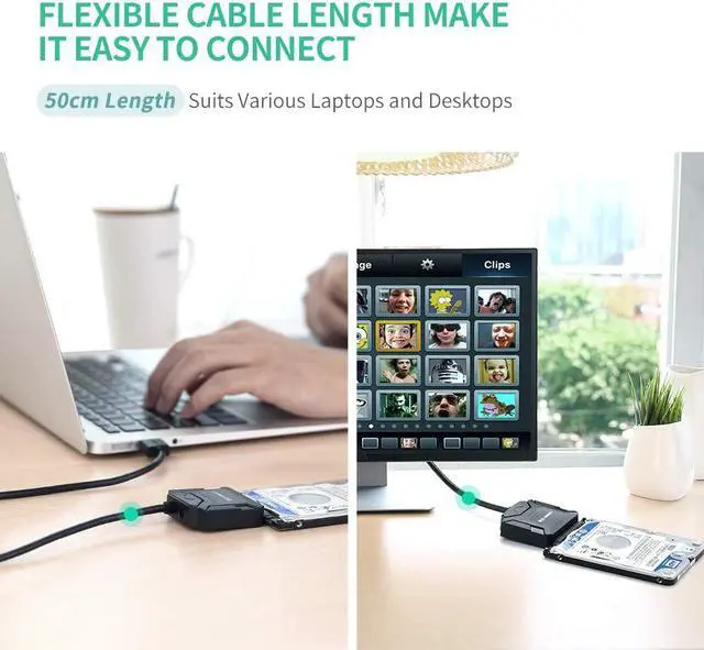 Alt view image 7 of 7 - UGREEN SATA to USB 3.0 Adapter Cable for 3.5 2.5 Inch SSD HDD SATA III Hard Drive Disk Converter Support UASP Compatible with Samsung Seagate WD Hitachi Toshiba with 12V Power Adapter