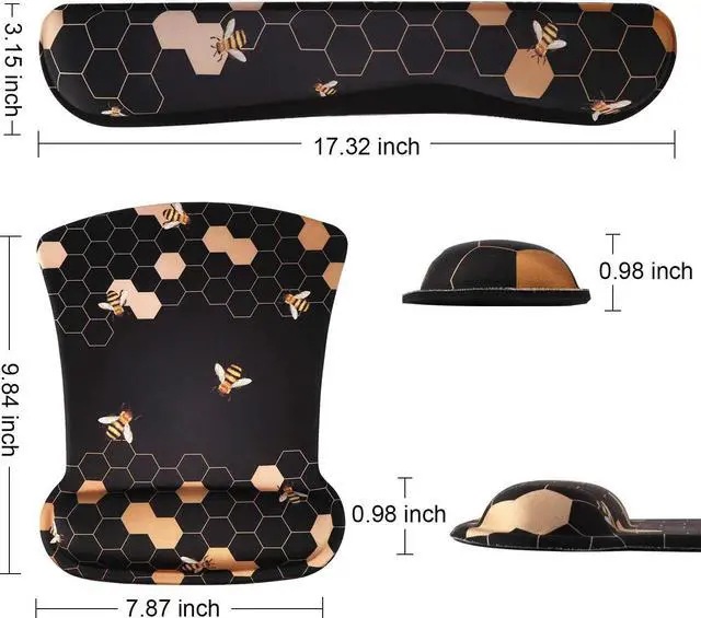 Alt view image 5 of 7 - iCasso Ergonomic Table Mat Honeycomb, Desk Protector for Workspace Home | Sweet Memory Foam Pad Including Carpal Tunnel, Ergonomic Mousepad for Students Travel Study Office Workspace Area