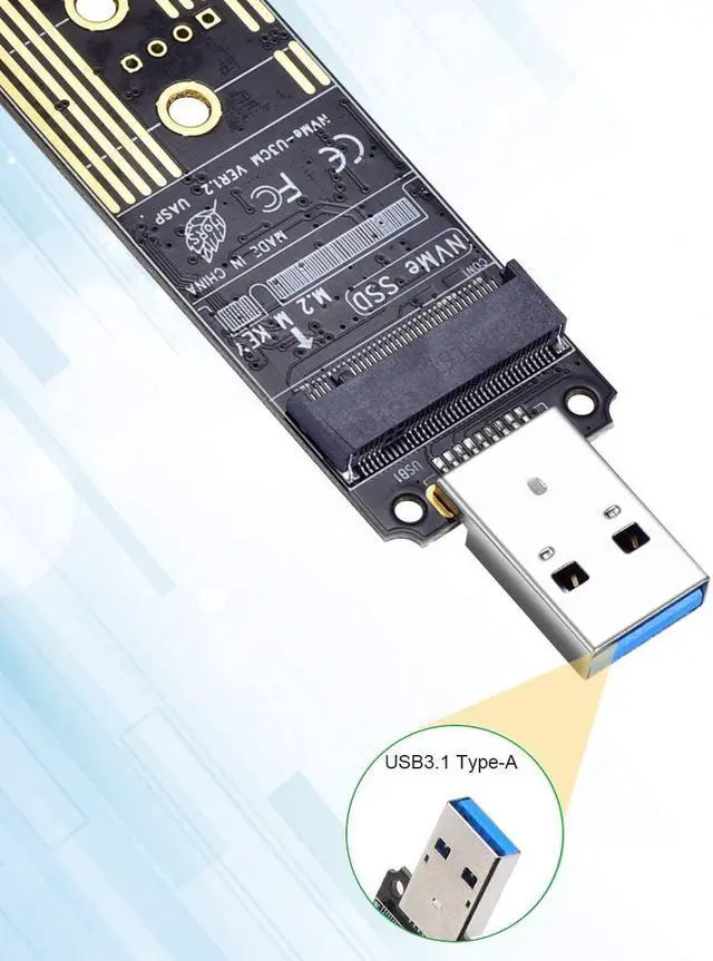 Alt view image 2 of 5 - M.2 NVME USB 3.1 Adapter, M-Key M.2 NVME to USB Card Reader USB 3.1 Gen 2 Bridge Chip with 10 Gbps High Performance, Compatible with Samsung 950/960/970 Evo/Pro or Other M.2 SSDs with PCI-E Type