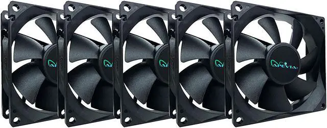Main image of Apevia AF58S-BK 80mm 4pin Molex + 3pin Motherboard Silent Black Case Fan - Connect to Power Supply or Motherboard (5-pk)
