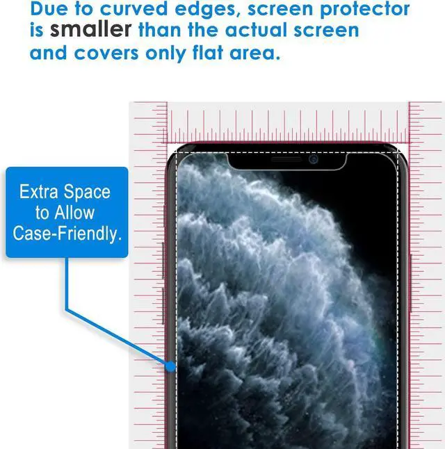 Alt view image 4 of 7 - Screen Protector for iPhone 11 Pro iPhone Xs and iPhone X 5.8-Inch Tempered Glass Film 2-Pack