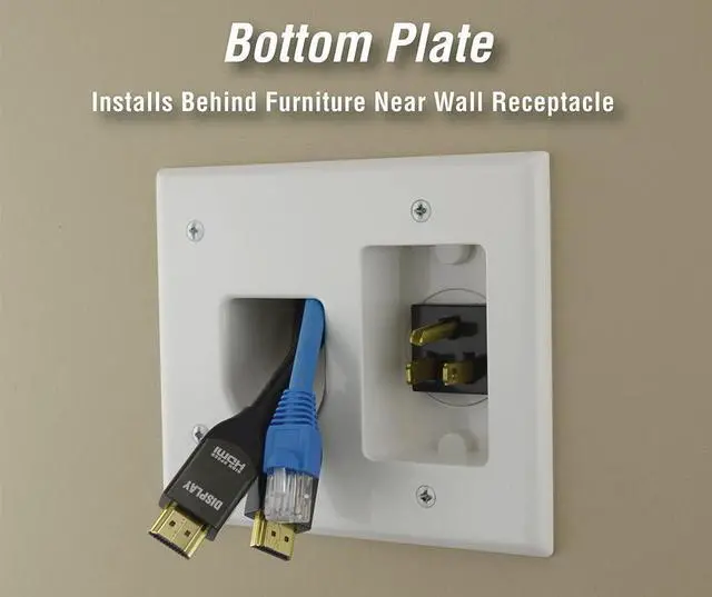 Alt view image 4 of 7 - DataComm Electronics Inc. 45-0023-WH Recessed Pro-Power Kit with Straight Blade Inlet - White 2 gang with Power Kit