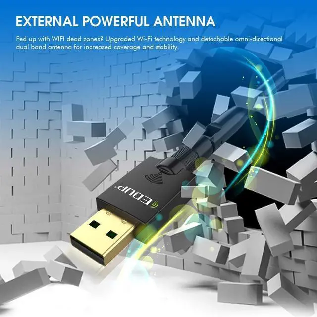 Alt view image 5 of 7 - USB Wifi Adapter for PC, EDUP AC600M USB Wi-fi Dongle 802.11ac Wireless Network Adapter with Dual Band 2.4GHz/5Ghz High Gain Antenna for Desktop Laptop support Windows XP/Vista/7/8.1/10 Mac 10.7-10.15