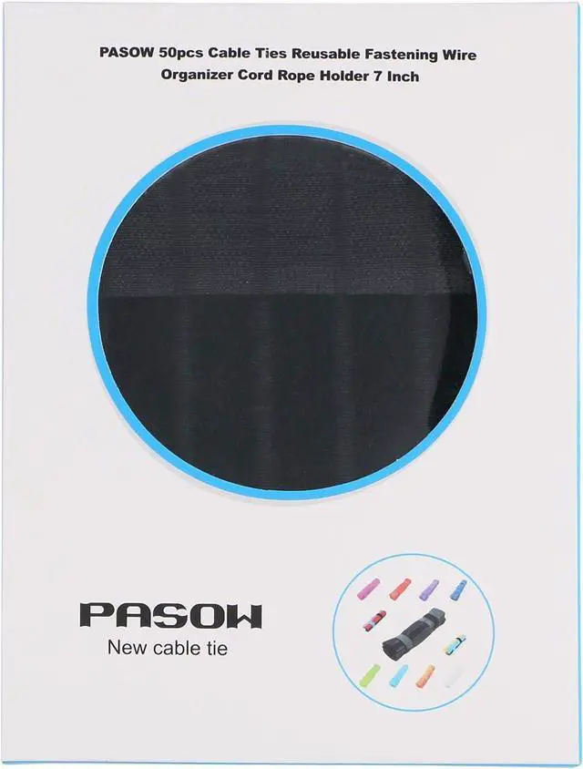 Alt view image 5 of 5 - Pasow 50pcs Cable Ties Reusable Fastening Wire Organizer Cord Rope Holder 7 Inch (Black)
