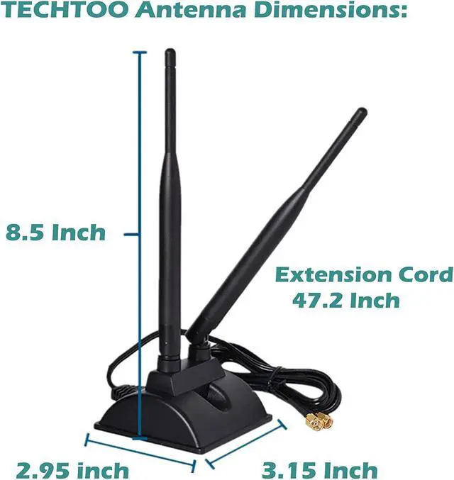 Alt view image 5 of 6 - WiFi Antenna Dual Band 2.4GHz - 5.8GHz with RP-SMA Connector Magnetic Base for Wireless Network Router - USB Adapter - PCI PCIe Cards - Signal Booster - Access Point - Wireless Range Extender