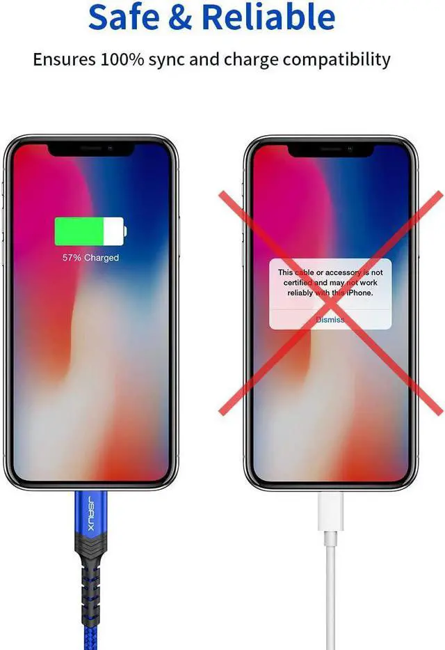 Alt view image 4 of 7 - iPhone Charger Cable [2-Pack 6ft] MFi Certified Lightning Cable iPhone Fast Charging Charger Cable Cord Compatible with iPhone 13 12 11 Xs Max X XR 8 7 6s 6 Plus 5 iPad iPod - Blue