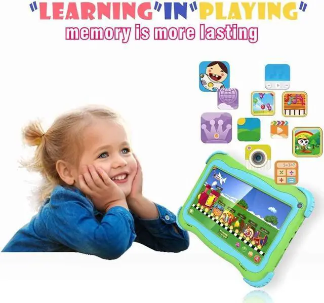 Alt view image 2 of 7 - Kids Tablet 7 Android Kids Tablet Toddler Tablet Kids Edition Tablet with WiFi Dual Camera Childrens Tablet 1GB + 16GB Parental Control, Google Play Store (Green)