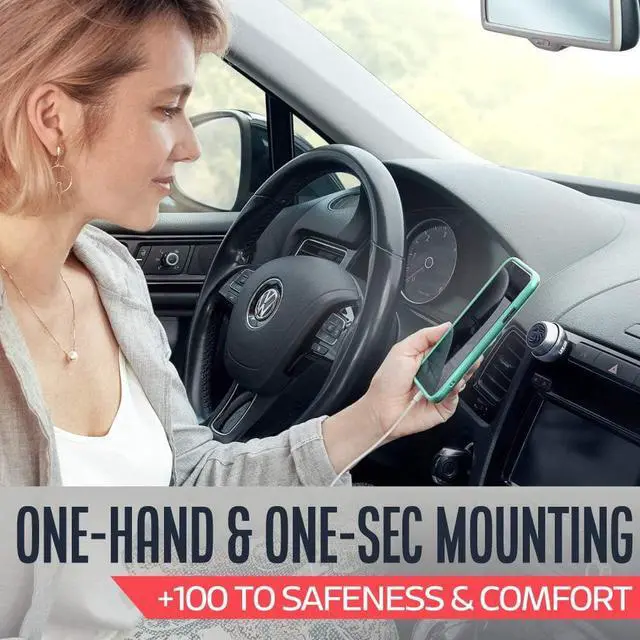 Alt view image 6 of 7 - Universal Car Phone Mount Magnetic - All-Metal iPhone Car Mount for Any Smartphone or GPS - Truly One-Handed Cell Phone Holder for Car Dashboard