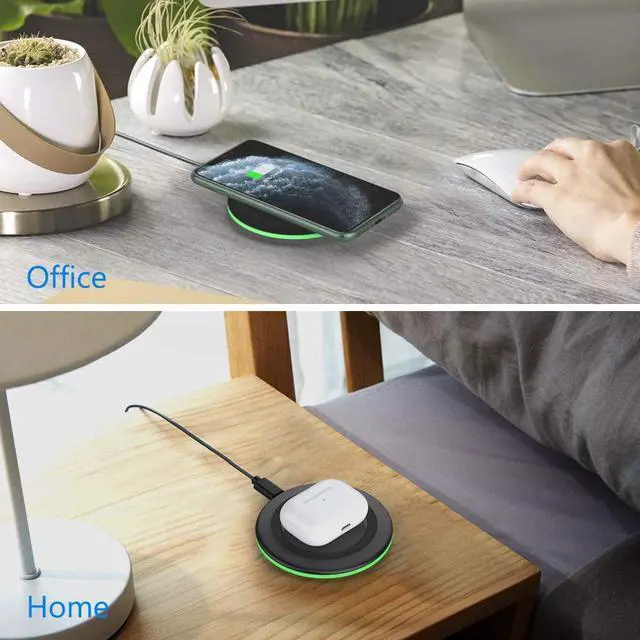 Alt view image 2 of 7 - Yootech [2 Pack] Wireless Charger 10W Max Fast Wireless Charging Pad Compatible with iPhone 16e/16/16 Plus/16 Pro Max/15/14/13/SE 2022/12/11/X/8  Galaxy S23/S22 for  2(No AC Adapter)