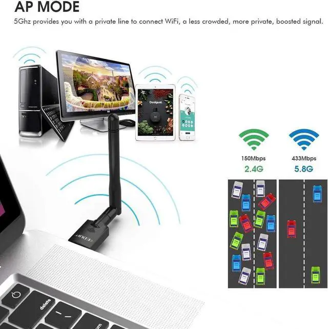 Alt view image 4 of 7 - USB Wifi Adapter for PC, EDUP AC600M USB Wi-fi Dongle 802.11ac Wireless Network Adapter with Dual Band 2.4GHz/5Ghz High Gain Antenna for Desktop Laptop support Windows XP/Vista/7/8.1/10 Mac 10.7-10.15