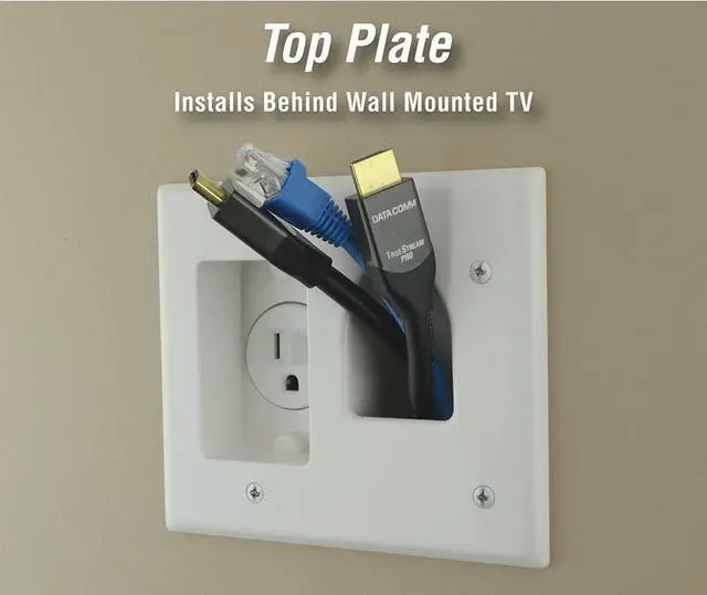 Alt view image 3 of 7 - DataComm Electronics Inc. 45-0023-WH Recessed Pro-Power Kit with Straight Blade Inlet - White 2 gang with Power Kit