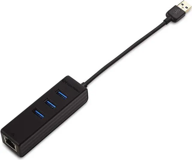 Alt view image 2 of 7 - Cable Matters 4-in-1 USB Hub with Ethernet, Support Gigabit Ethernet (USB 3.0 Hub Ethernet, USB to Ethernet Adapter, Gigabit Ethernet USB Hub, USB Ethernet Hub) with 10/100/1000Mbps Network in Black