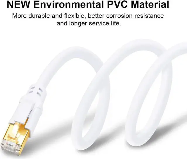 Alt view image 6 of 7 - CAT 8 Ethernet Cable 15ft (5 Pack) Ultra High Speed 40Gbps 2000MHz SFTP 26AWG CAT8 Cable LAN Internet Network Cord with Gold Plated RJ45 Connector for Gaming Router Modems PC (15ft/5 Pack/White)