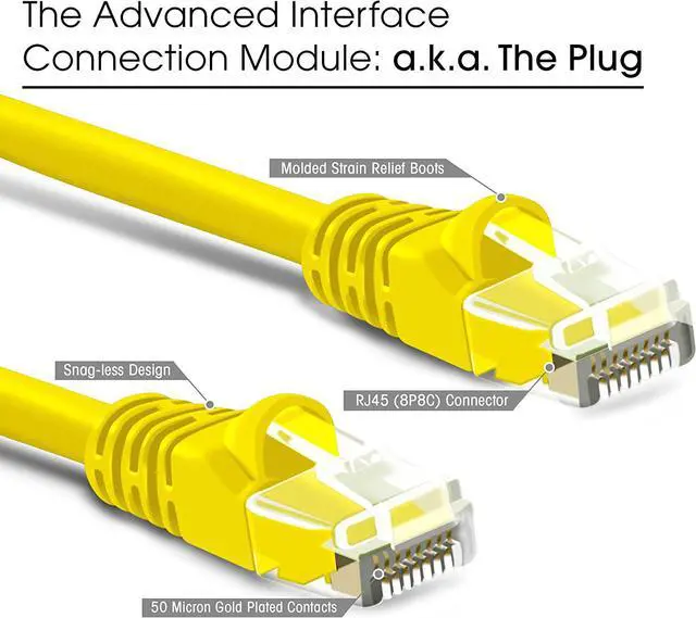 Alt view image 2 of 7 - South City Mall Cat 6 Ethernet Cable 3 ft (20-Pack) - Cat6 Patch Cable, Cat 6 Patch Cable, Cat6 Cable, Cat 6 Cable, Cat6 Ethernet Cable, Network Cable, Internet Cable - Yellow 3 Feet
