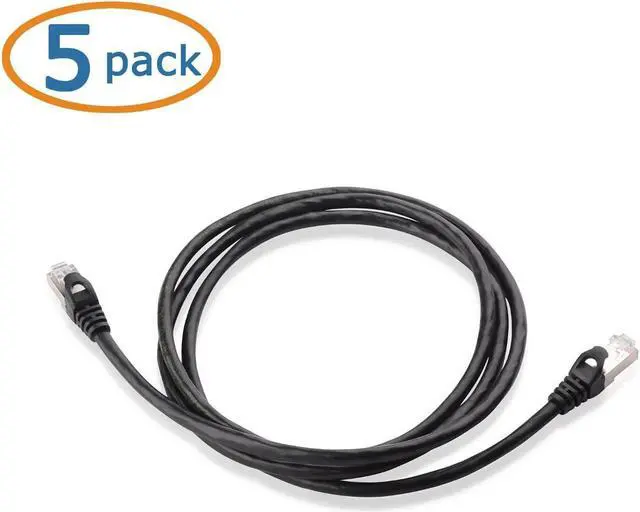 Alt view image 2 of 4 - 5-Pack Snagless Short Shielded Cat6A Ethernet Cable 5 ft (SSTP SFTP Shielded Ethernet Cable Shielded Cat6 Cable Cat 6 Shielded Network Cable) in Black