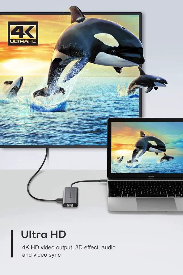 Alt view image 5 of 7 - USB C Hub UtechSmart 6 In 1 USB C to HDMI Adapter with 1000M Ethernet Power Delivery Pd Type C Charging Port 3 USB 3.0 Ports Adapter Compatible for MacBook Pro Chromebook XPS and USB C devices