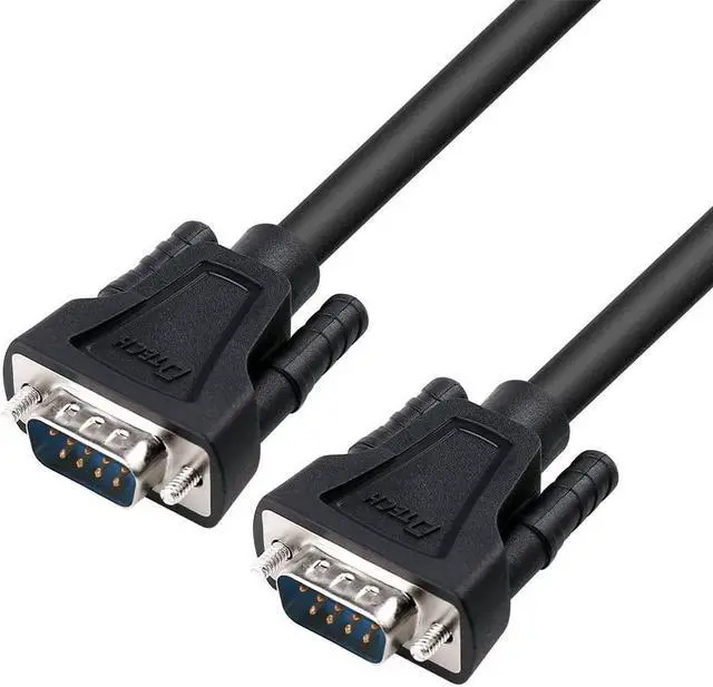 Main image of DTech RS232 Cable 15ft Null Modem DB9 to DB9 Serial Cable Male to Male RS-232 Cord Cross TX RX line 2 Pin Crossed Without Handshake for Data Communication (15 Feet, Black)