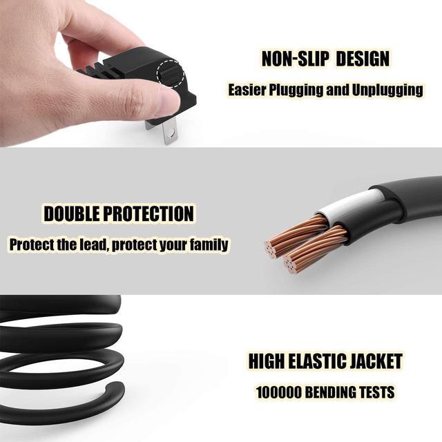 Alt view image 2 of 7 - TV Power Cord Ancable 6-Feet 18AWG 90 Degree Angled 2-Prong to L-Shaped C7 Power Cord for Samsung Philips Toshiba LG Sony Sharp Panasonic Vizio LED Flat TV Sky Box Sky Plus+ HD Box