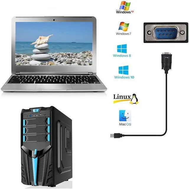 Alt view image 4 of 10 - USB to RS232 Cable(5 Feet), USB 2.0 to Serial Cable DB9 Converter Adapter with PL2303 Chipset for Windows 10, 8.1, 8, 7, Vista, XP, 2000, Linux and Mac OS X 10.6 and Above