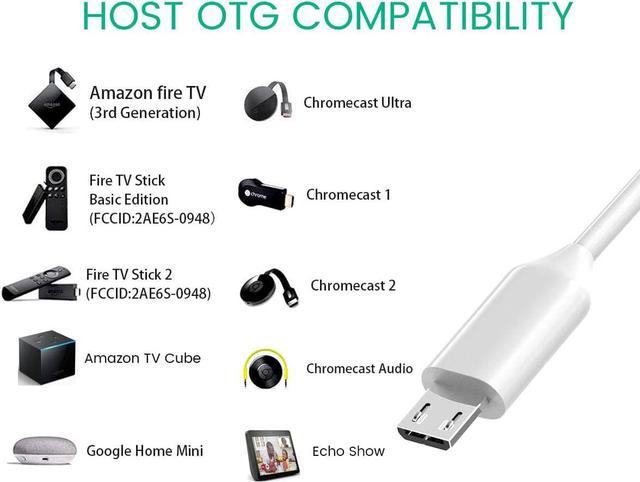 Ethernet Adapter for TV Stick Cube, Chromecast, Tivo Stream 4K - USB OTG HUB with Power Cable Network Connectors/Adapters - Newegg.com