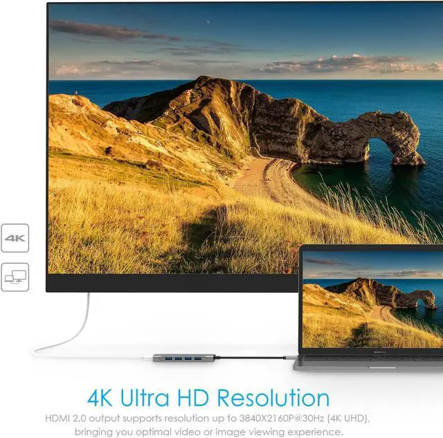 Alt view image 5 of 6 - LENTION USB-C Multi-Port Hub with 4K HDMI Output, 100W PD, 4 USB 3.0 Compatible 2023-2016 MacBook Pro, New Mac Air & Surface, Chromebook, More, Stable Driver Adapter (CB-C35, Space Gray)