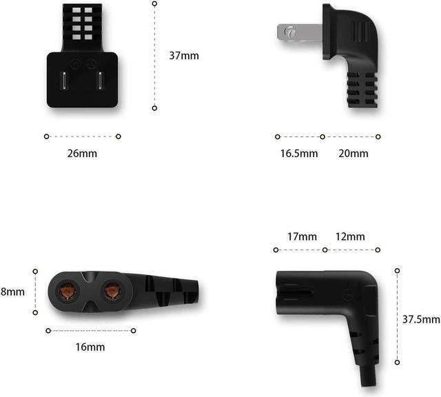 Alt view image 6 of 7 - TV Power Cord Ancable 6-Feet 18AWG 90 Degree Angled 2-Prong to L-Shaped C7 Power Cord for Samsung Philips Toshiba LG Sony Sharp Panasonic Vizio LED Flat TV Sky Box Sky Plus+ HD Box
