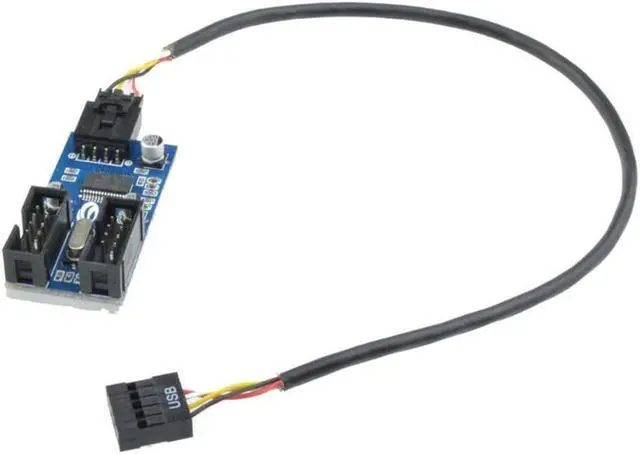 Main image of 9pin USB Header Male 1 to 2 Female Extension Splitter Cable Connector Adapter (Male 1 to 2 Female)