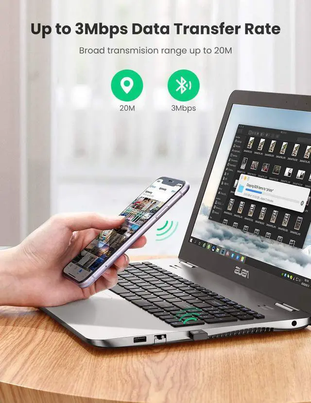 Alt view image 6 of 7 - UGREEN USB Bluetooth 4.0 Adapter Nano USB Wireless Dongle Plug and Play for Win 10 8 Support Win 7 Vista Laptop Desktop to Bluetooth Headphone Speaker Keyboard Mouse Game Controller