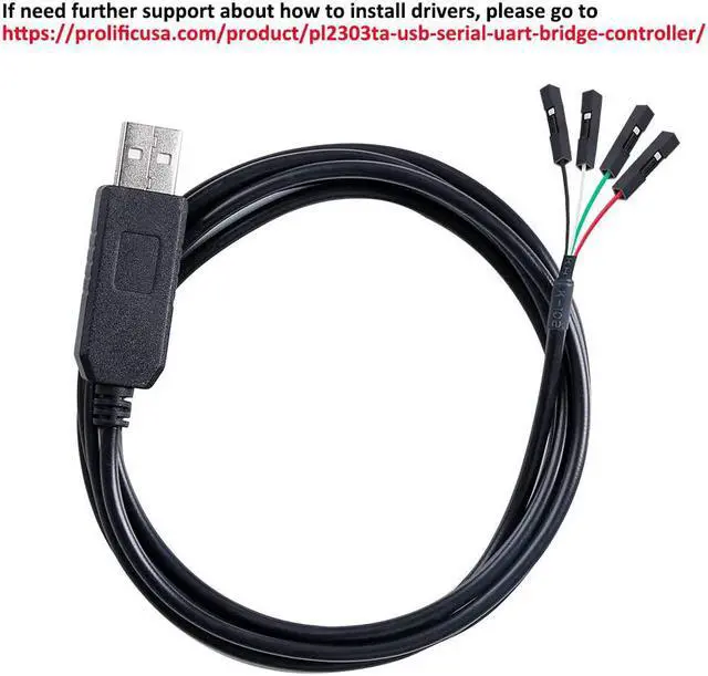 Alt view image 5 of 5 - DTECH USB to TTL Serial Adapter 3.3V Debug Cable TX RX Signal 4 Pin Female Socket PL2303 Prolific Chip for Windows 10 8 7 XP Vista (3-Meter, Black)