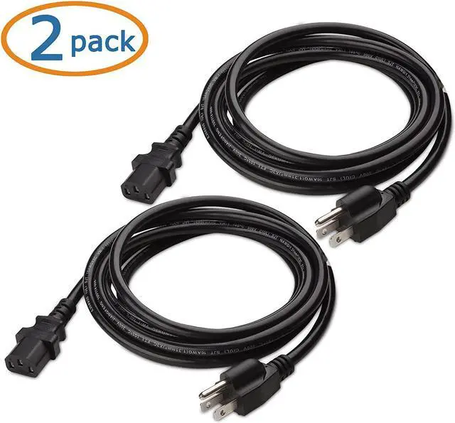 Alt view image 2 of 5 - Cable Matters 2-Pack UL Listed 3 Prong TV Power Cord 10 ft, Computer Power Cord Replacement 16 AWG, PC Power Cable/Monitor Power Cord / 13 Amps AC Power Cord (NEMA 5-15P to IEC C13)