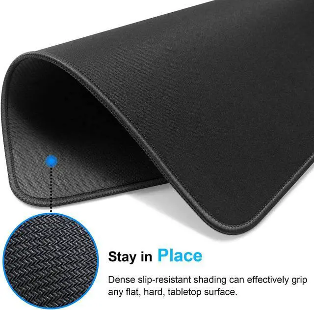 Alt view image 4 of 6 - Large Gaming Mouse Pad [50% Larger] with Non-Slip Rubber Base Premium-Textured & Waterproof Mousepad with Stitched Edges Mouse Pads for Computers Gamer Office & Home 14 x 11in Black