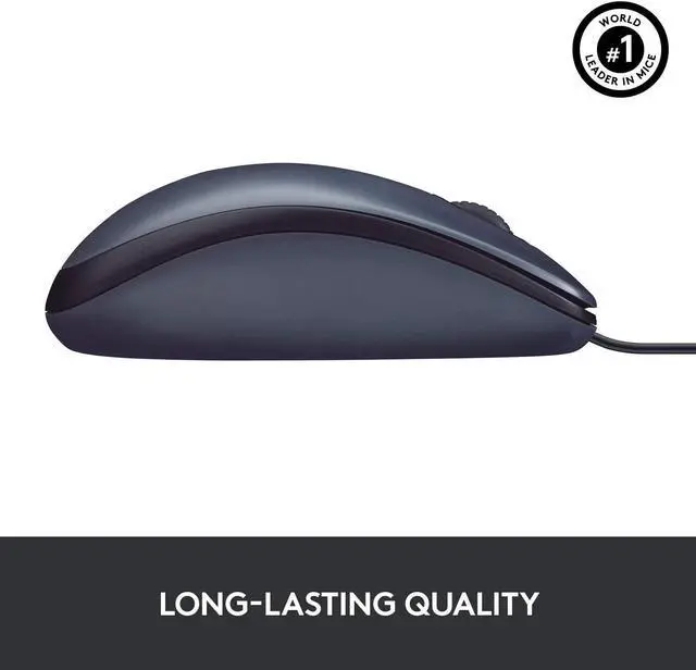 Alt view image 5 of 7 - Logi tech B100 Corded Mouse, Wired USB Mouse for Computers and Laptops, Right or Left Hand Use - Black