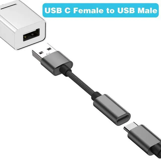 Alt view image 2 of 6 - USB C Female to USB Male Adapter (2-Pack) Type C to USB A Charger Cable Adapter Compatible with iPhone 16 15 15 Pro Max iPad 2018  Galaxy Note 10 S22 S21 S20+ Plus Ultra Google Pixel 4 3