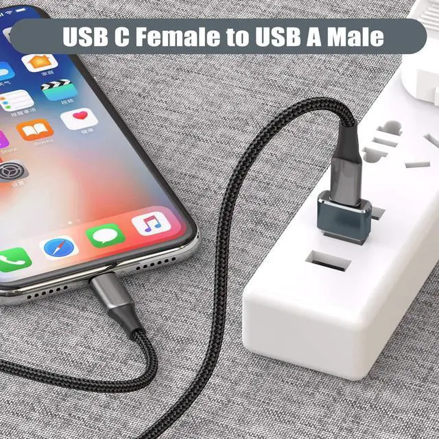 Alt view image 2 of 7 - iPhone 16 15 Pro Max Car Charger Adapter 4Pack USB to USBC Adapter Type C Female to A Male Converter for Airpods 4 Apple Watch 10/iWatch iPhone 14 13 Plus iPad Mini 7  Galaxy S24 A54