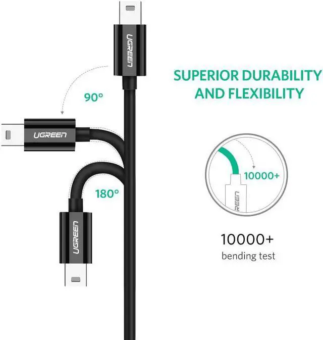 Alt view image 5 of 7 - UGREEN Mini USB to USB C Cable USB Type C to Mini USB Cable for Digital Camera MP3 Player and More Mini B USB Devices Black 6ft