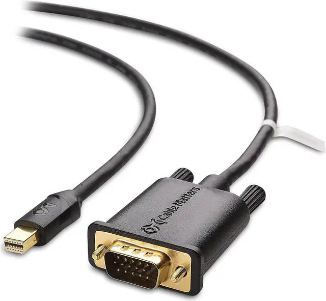 Main image of Cable Matters Mini DisplayPort to VGA Cable (Mini DP to VGA Cable) in Black 6 Feet - Thunderbolt and Thunderbolt 2 Port Compatible