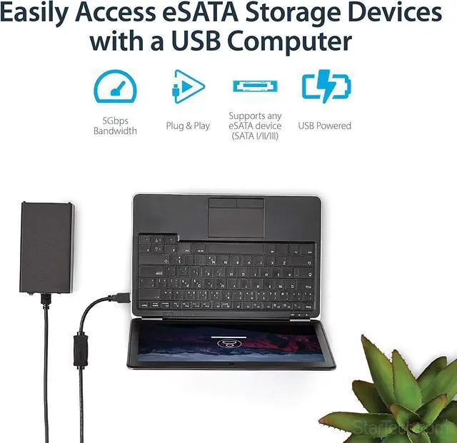 Alt view image 2 of 4 - 3 ft USB 3.0 to eSATA Adapter - 6 Gbps USB to HDD/SSD/ODD Converter - Hard Drive to USB Cable (USB3S2ESATA3)