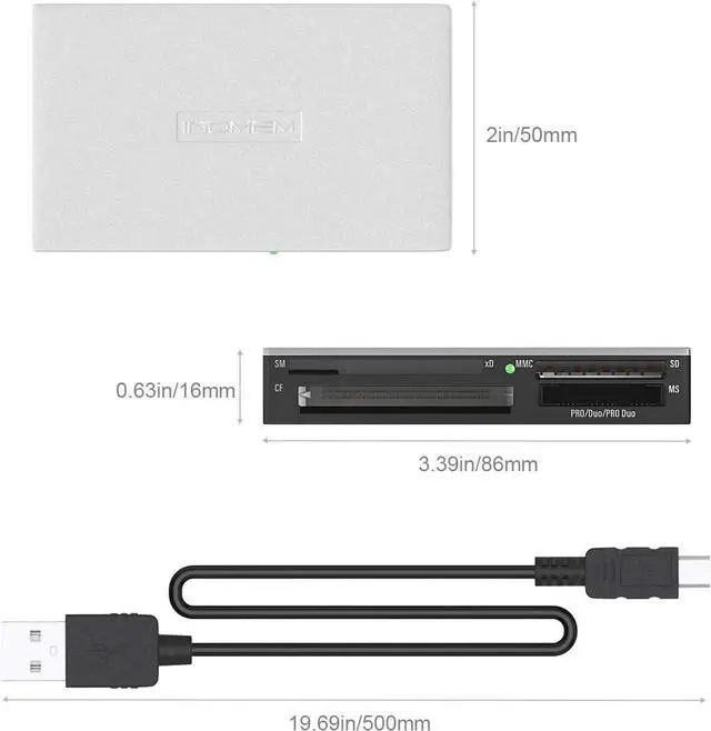 Alt view image 5 of 7 - SmartMedia Card Reader Writer All-in-1 USB Universal Multi Card Adapter Slim Hub Read Smart Media xD SD SDHC SDXC UHS-I MMC MS Pro Duo CF MD Camera Flash Memory Cards For Windows Mac Linux