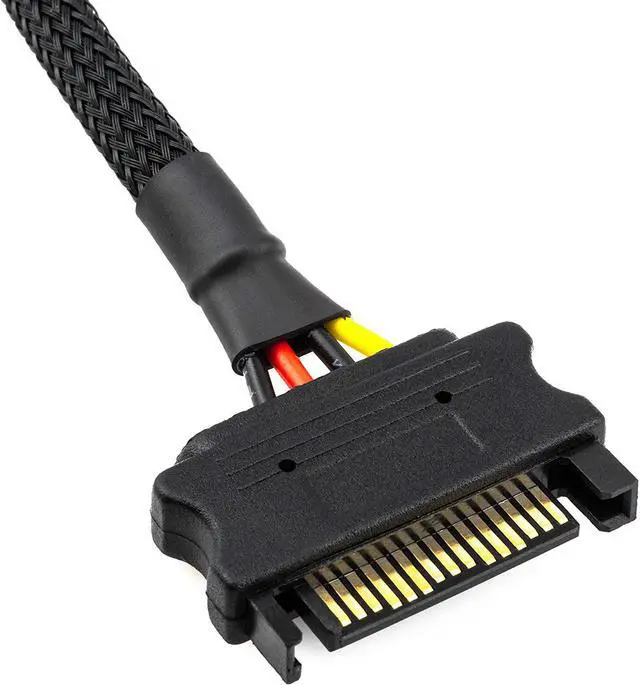 Alt view image 2 of 5 - CRJ SATA Power Extension Cable with High Density Black Sleeving 24